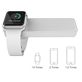 TOPVISION MFi Certified Apple Watch and iPhone 4000 mAh Wireless Portable Charger, One 2 in 1 MFi Lightning Cable included - White