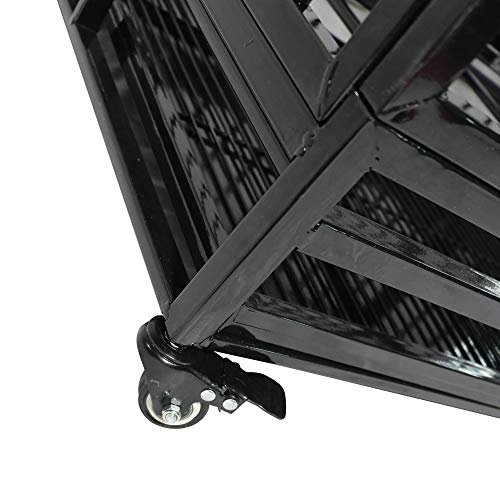 Lovinland 42" Heavy Duty Dog Cage Crate Kennel Metal Pet Playpen Portable with Tray Black