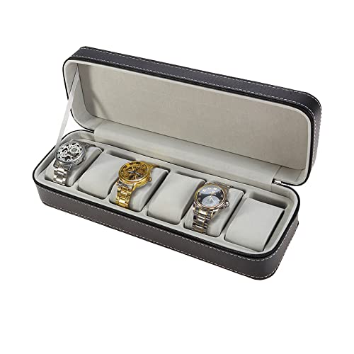 ANTEISI Watch Box - 6 Slot Portable Organizer for Men's Watch Display & Travel