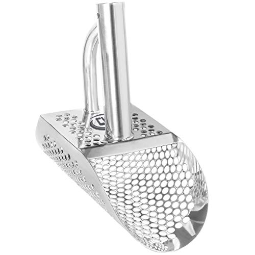 CKG Sand Scoop Metal Detector Shovel Stainless Steel for Beach Treasure Hunting Gold Siffer, Detecting Digger Tool 8 mm Round Holes