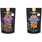 SQUIRREL BRAND Crème Brulee Almonds, 3.5 OZ + Squirrel Brand Sweet Brown Butter Cashews, 3.5 Ounces, Gluten Free, Vegetarian