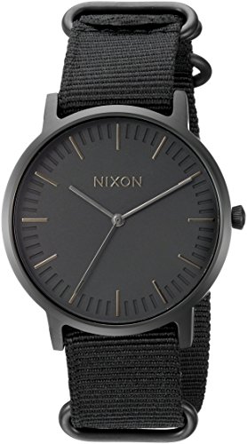 Nixon Men's Porter All Black Nylon Quartz Watch, Color:Black (Model:  A1059001-00)