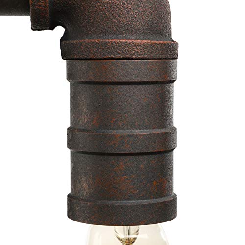 BAYCHEER HL371005 Steel Pipe Double Metal Wall Lamp Vintage Edison Retro Steampunk Water Pipe Wall Lighting Wall Sconce use 2 E26 Light Bulbs in Black