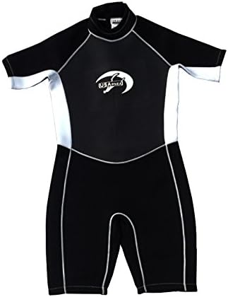 USAPNEA Men's 2mm Shorty Wetsuit, Black/White