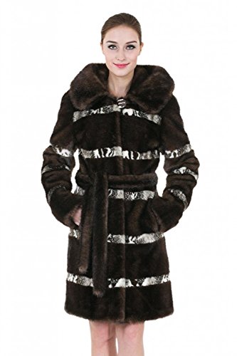 Adelaqueen Clearance Women's Sable Brown Faux Fur Coat with Hood Size M