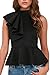 Shawhuwa Womens Sexy Asymmetric Ruffle Side Peplum Top Clubwear L Black