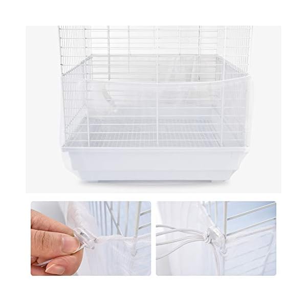Furpaw Copertura per Gabbia in Rete di Nylon Guardia Voliera per Uccelli Pappagalli, Ventilata e Antipolvere - Bianco