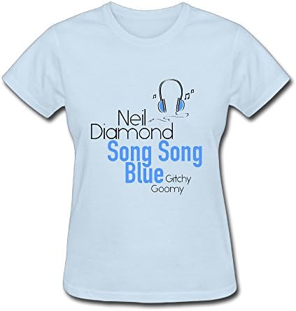 Women's Diamond Music 100% Cotton O Neck Short Sleeve T-Shirt SkyBlue Size M