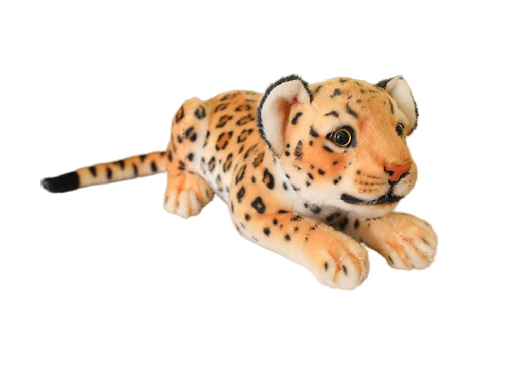 Tikwisdom Reclining cheetah doll, stuffed animal - plush toy leopard, plush toy cat, for jungle theme, decoration, cuddling, gifts for boys and girls, length 35 cm