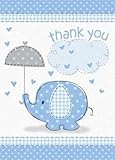 Blue Elephant Baby Shower Thank You Notes
