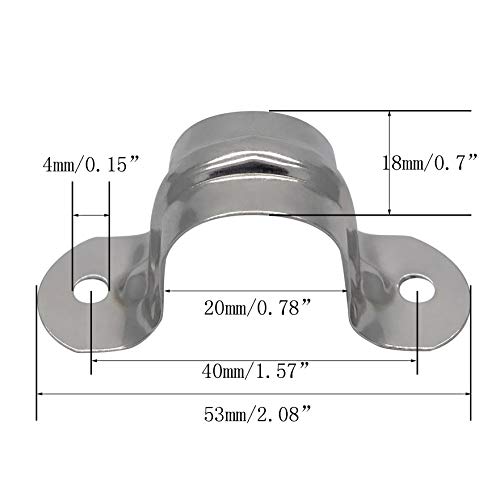 1/2inch Rigid Pipe Strap Clamp, Two Hole Strap,U Bracket Tube Clip, Stainless Steel Heavy Duty Pipe Fasten Holder, 50Pcs (20mm)