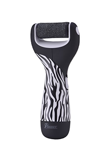 Pursonic Pedi Perfect Foot File Battery Operated Callus Remover Tool, 2 Roller heads included( 1 buffing roller & 1 Coarse roller)- Blue (zebra), 0.7 Pound
