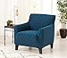 Great Bay Home Plush Geometric Jacquard Fabric Slipcover. Form Fit, Stretch Furniture Cover/Protector, Stays in Place. Soroya Collection (Chair, Teal)
