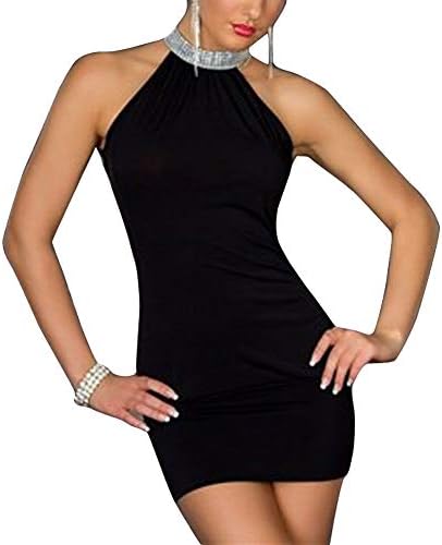 Relaxlama Women's High Neck Sequined Sleeveless Bodycon Night Club Dress