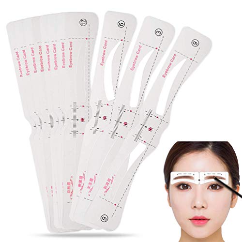 JASSINS 12 Models Eyebrow Stencil Guide Card Multiple Shapes Eyebrow Template DIY Shaping Makeup Tools
