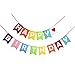 Happy Birthday Party Decoration with A Hanging Happy Birthday Banner, 6 Colorful Tissue Pom Pom Balls, 10 Assorted Latex Balloons, A Rainbow Heart Shape Paper Garland