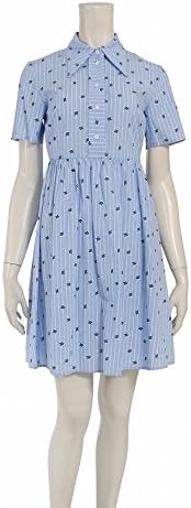 Amazon マヌーシュ Manoush ワンピース ミニ フラワープリント ストライプ 水色 中古 ワンピース チュニック 通販