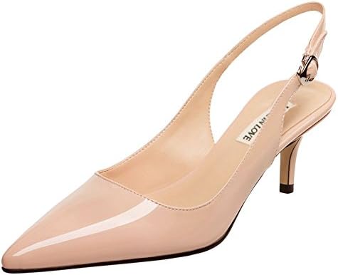 June in Love Women's Kitten Heels Pumps Pointy Toe Slingback Shoes for Usual Daily Wear