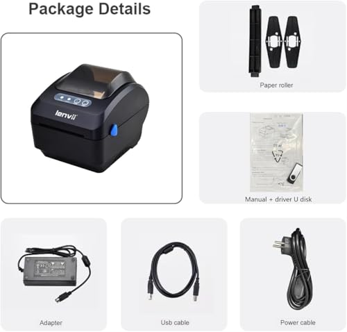 LENVII 3 Inch (80mm) Thermal Label Printer | 203 DPI High-Speed Barcode Printer | 127mm/s Printing for Shipping Labels | Compatible with Windows & Mac | Retail,Logistics & E-Commerce 2"-3" Label Width