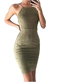 SciMam Women's Spaghetti Strap Sleeveless Bodycon Midi Dress