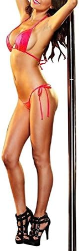 Firefly Secret Adjustable Micro Bra Thong Y-Back V- String Bikini Lingerie Set Plus Size (M, Hot Pink)