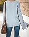 PRETTYGARDEN Women's Casual Knitted Sexy Deep V-Neck Long Bell Sleeve Solid Loose Fit Lightweight Kimono Sweater Pullover Tops (Light Grey, Medium)