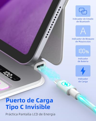 Bettdow Keyboard for iPad Air 13" M4 2026/M3 2025/M2 2024, iPad Pro 12.9"(6th/5th/4th/3rd Gen), Spanish Ñ Lightweight Aluminum Alloy Magnetic Floating Design Keyboard with Trackpad, White