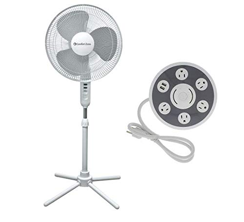 Comfort Zone CZST161BTE 3-Speed 16 Oscillating Pedestal ...