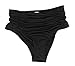 COCOSHIP Women's Black High Waisted Bikini Bottom Side Ruching Bikini Swim Brief(FBA)