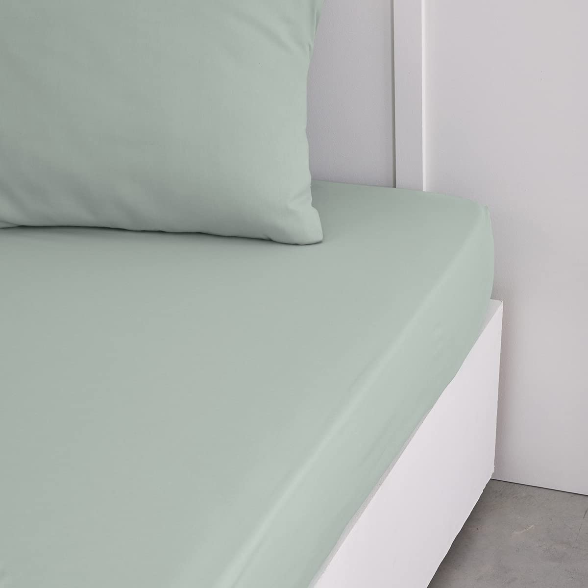 TODAY Essential Celadon Single Fitted Sheet 90 x 190 cm 100% Cotton Plain