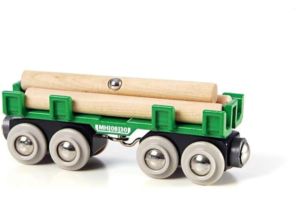 BRIO World - 33696 Lumber Loading Wagon | 4 Piece Toy Train Set for Kids | FSC-Certified Wooden Components | Ideal for Ages 3