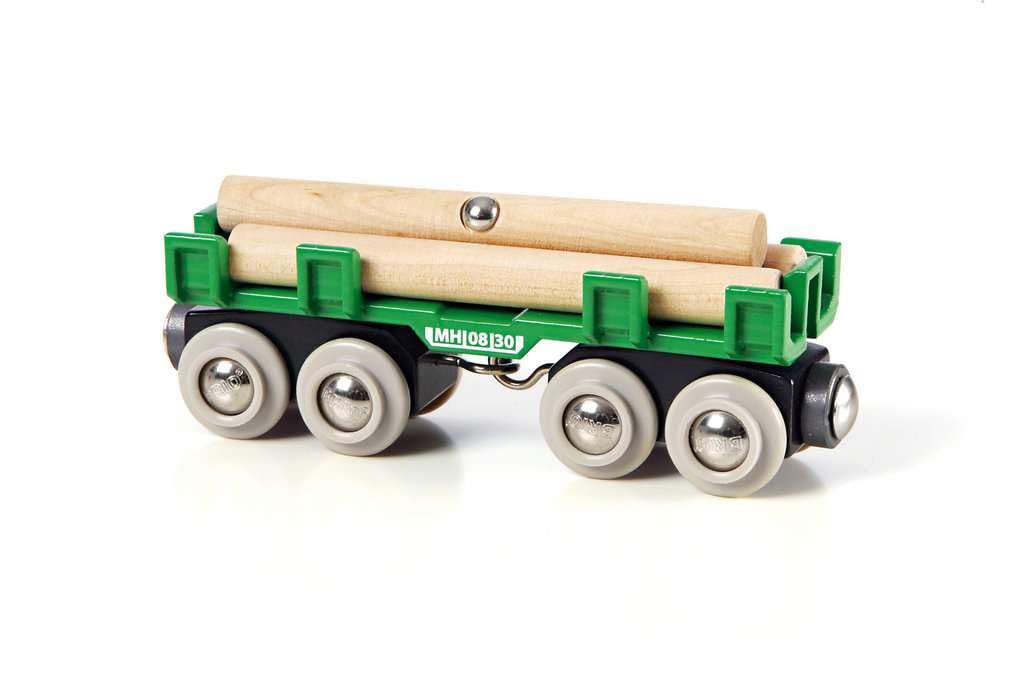 BRIO World Lumber Loading Wagon Engine Train Toy for Kids Age 3 Years Up - Wooden Railway Set Add On Accessories