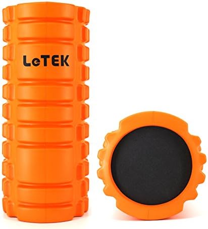 LeTEK Foam Roller Massage Roller for Muscle, Deep Issue Roller Yoga Roller for Physical Therapy, Grid Textured Fitness Roller Best For Stretching, Tension Release, Pilates &amp; Yoga