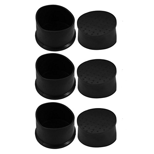 uxcell 6pcs 50mm Dia Black PVC Rubber Round Cabinet Chair Leg Floor Insert Cover Protector
