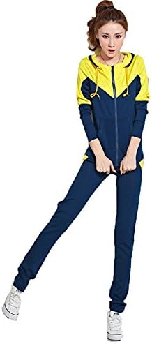 ainrving Women's Fashin Hooded Sweatshirt Pant Sports Outwear Tracksuit 2 Pcs Set Color blueAsian XL