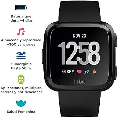 Fitbit Versa Smartwatch Deportivo, Negro / Gris: Fitbit ...