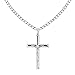 Ritastephens Sterling Silver Polished Italian Crucifix Cross Charm Pendant Curb Chain Necklace, 20