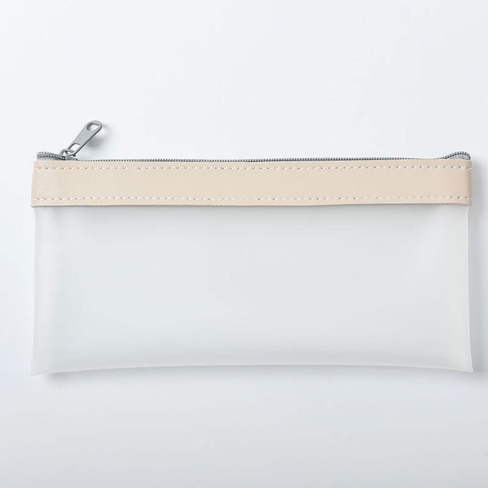 1Pcs Clear Pencil Case Transparent Frosted Pencil Pouch, 18.5cm TPU Waterproof Zipper Pencil Storage Poush for School Home Office