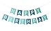 Wcaro Blue Happy Birthday Bunting Banner Birthday Party Decorations Tissue Paper Pom Poms Baby Blue Turquoise White Paper Flowers For Boy First Birthday Party Boy Baby Shower Decorations