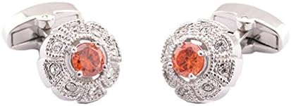 Elegant Super Shiny Swarovski Yellow Crystal Circular Shirt Cufflinks
