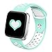 DEKER for Fitbit Versa Bands for Women Men Small Large Wrist, Breathable Soft Fitness Sport Silicone Strap Replacement Accessories Wristbands for Fitbit Versa Smart Watch (Teal/White, Small)