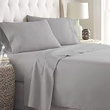 RV Mattress Short Queen Sheet Set 400 Thread Count Egyptian Cotton -Made for RV, Camper & Motorhomes 4 Pcs Sheet Set 15" deep Pocket Short Queen Light Grey Solid