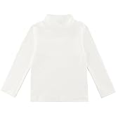 GLEAMING GRAIN Boys Girls Soft Cotton Long Sleeve Turtleneck Shirts Solid Color Autumn T-Shirt for Kids 2T-8 Years