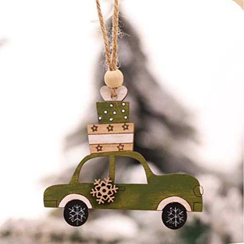 image for LIOOBO 4pcs Christmas Tree Hanging Pendant Creative Wooden Car Tree Sh