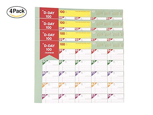 100 Days 2018-2019 Planer Sheet - 4 Packs Countdown Schedule Wall Calendars Daily Weekly Months Planner Goals Organizer for Work/Study/Lose Weight - Thumbnail 7