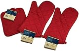 Kitchen Oven Mitt Pot Holder Set Red Kitchen Linens Oven Mitt Pot Holder Pack (Kitchen)