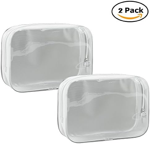 Yuzuo Offical 2 Packs TSA Approved Clear Cosmetic Bags with Durable Zipper.PVC Material Travel Toiletry Bag for Women and Men (Medium size 6.7"X2.4"X4.8")