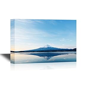 Japan Landscape Canvas Wall Art - Mt Fuji with The Reflection in The Lake - Gallery Wrap Modern Home Art | Ready to Hang - 12x18 inches
