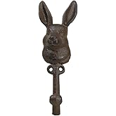 Ebros Gift Rustic Cast Iron Cottage Bunny Brer Rabbit Hare Head Metal Wall Decor Coat Hook Organizer Figurine 7.25" H Animal Rabbits Fairy Tale Nursery Rhymes Decor