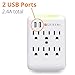 Satechi Slim Surge Protector White (6 AC & 2 USB) 2.4 amp Output for iPhone 6 Plus/6/5S/5C, iPad Air/Mini/3/2/1, iPod Touch 5G/4G, Samsung Galaxy S6/S6 Edge/S5/S4, Note 5/4, LG G4 and More